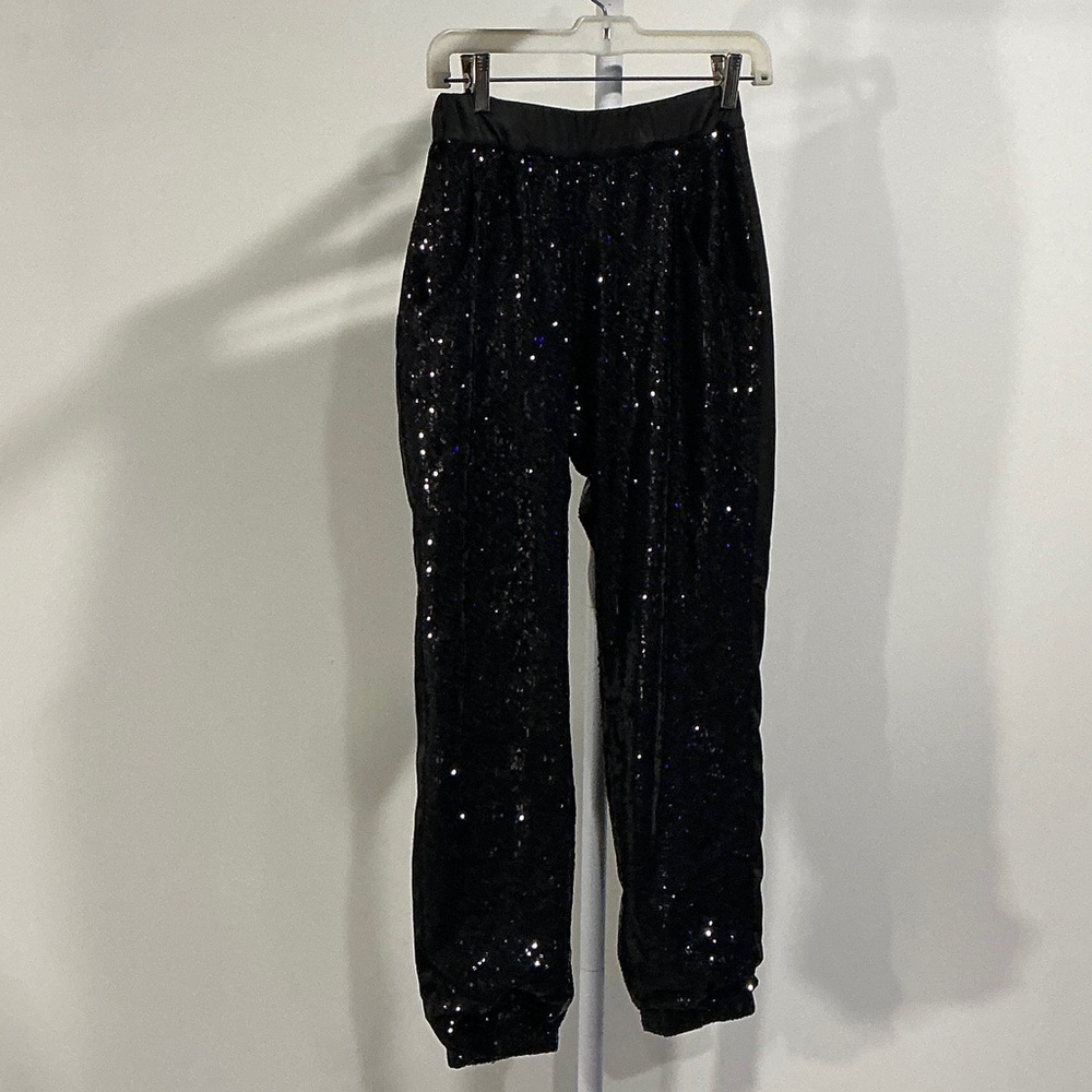 Black Sequin Women's Tuxedo Pants